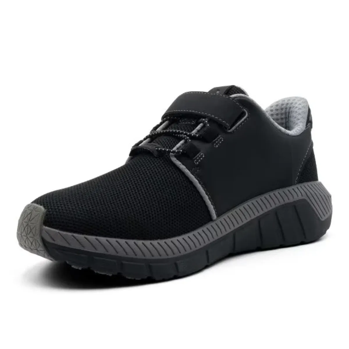 No Hands|Athletic Shoes For Men*XLfeet ANODYNE No. 46 Mens Sport Jogger w/ Heel Assist - Black Grey