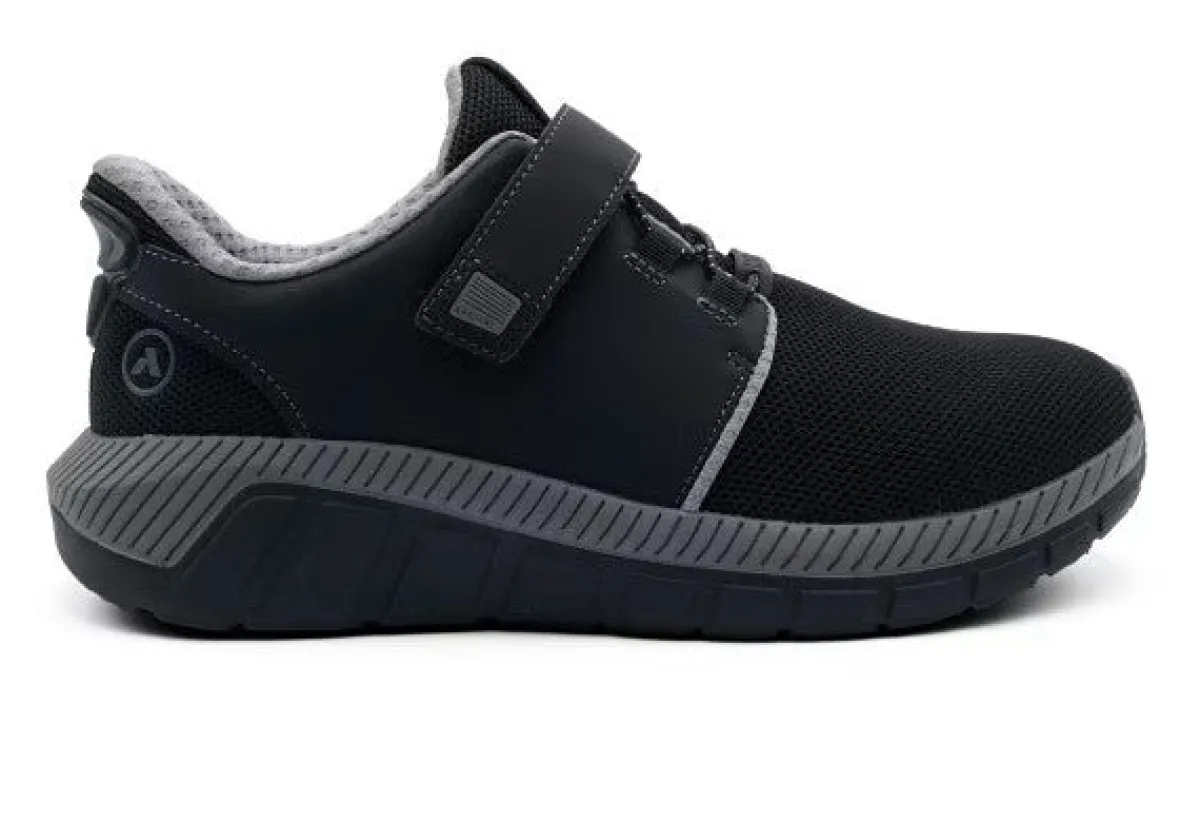 No Hands|Athletic Shoes For Men*XLfeet ANODYNE No. 46 Mens Sport Jogger w/ Heel Assist - Black Grey