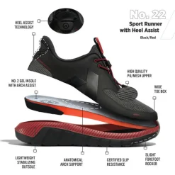 No Hands|Athletic Shoes For Men*XLfeet ANODYNE No. 22 Mens Sport Runner w/ Heel Assist - Black Red