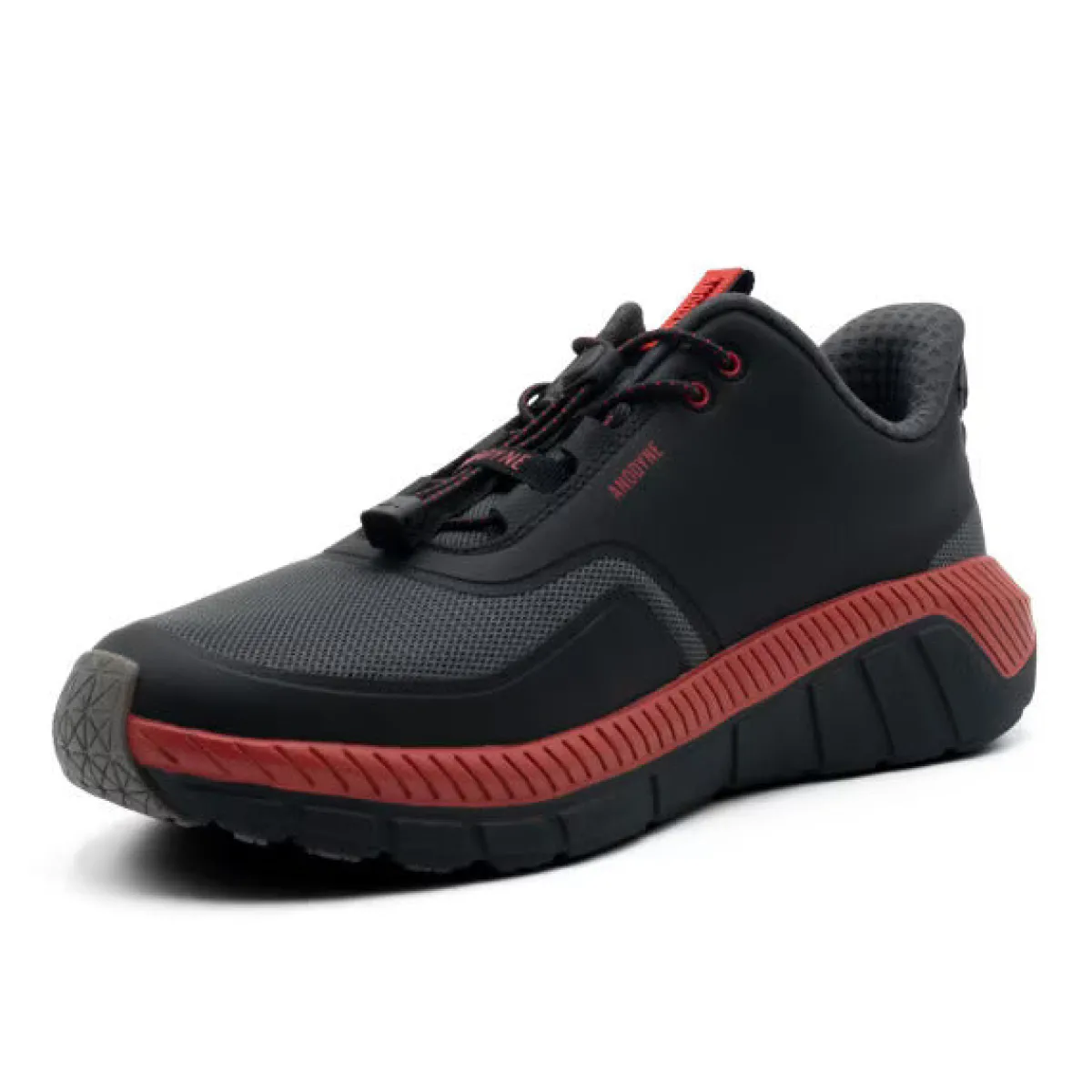 No Hands|Athletic Shoes For Men*XLfeet ANODYNE No. 22 Mens Sport Runner w/ Heel Assist - Black Red