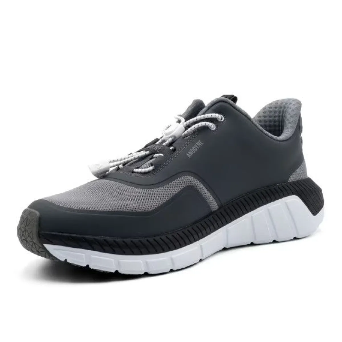 No Hands|Athletic Shoes For Men*XLfeet ANODYNE No. 22 Mens Sport Runner w/ Heel Assist - Grey Black