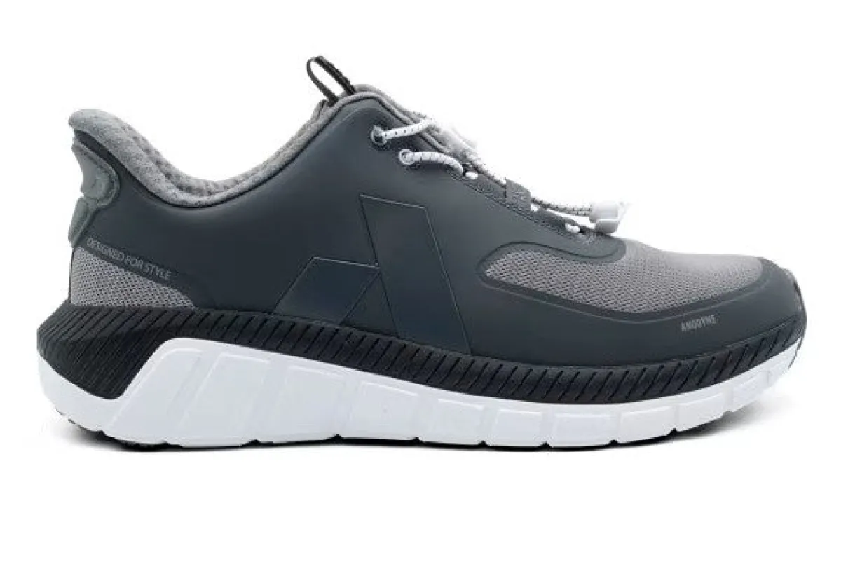 No Hands|Athletic Shoes For Men*XLfeet ANODYNE No. 22 Mens Sport Runner w/ Heel Assist - Grey Black