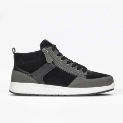 Walking Shoes|Zipper Shoes*XLfeet Inc. BILLY Comfort DZ High Mens Black/Charcoal/Black