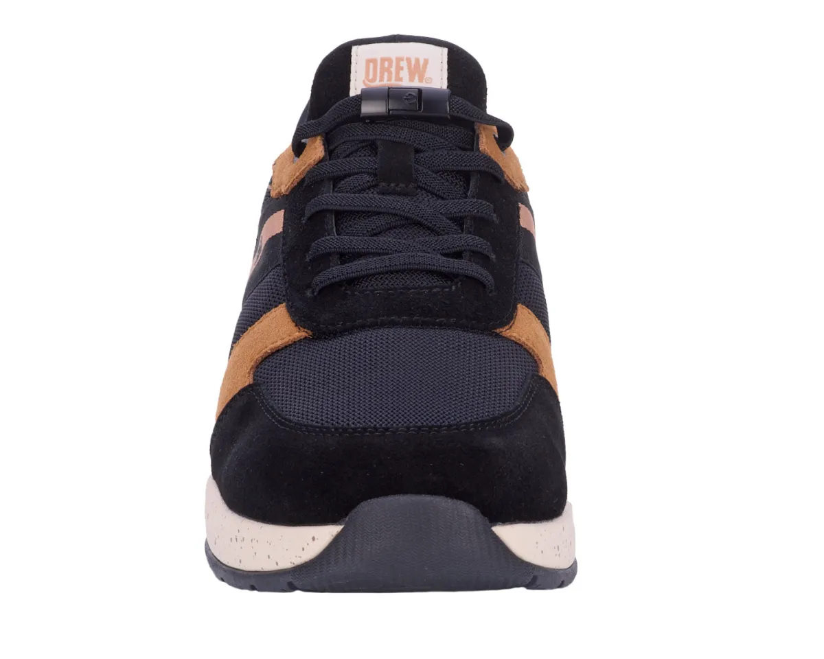 No Hands|Athletic Shoes For Men*XLfeet Inc. Drew Shoe Connor - Black/Tan Suede Combo