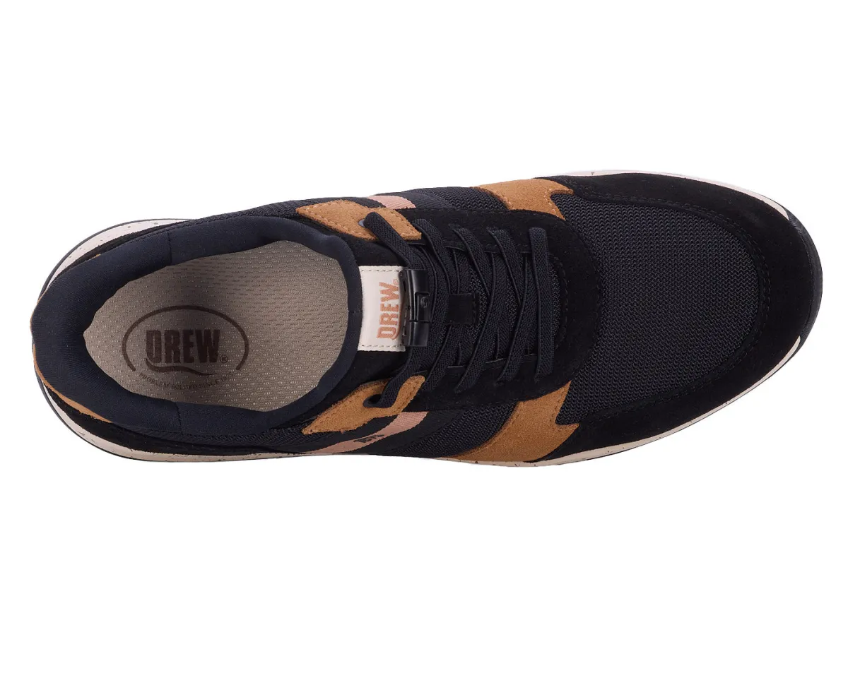 No Hands|Athletic Shoes For Men*XLfeet Inc. Drew Shoe Connor - Black/Tan Suede Combo