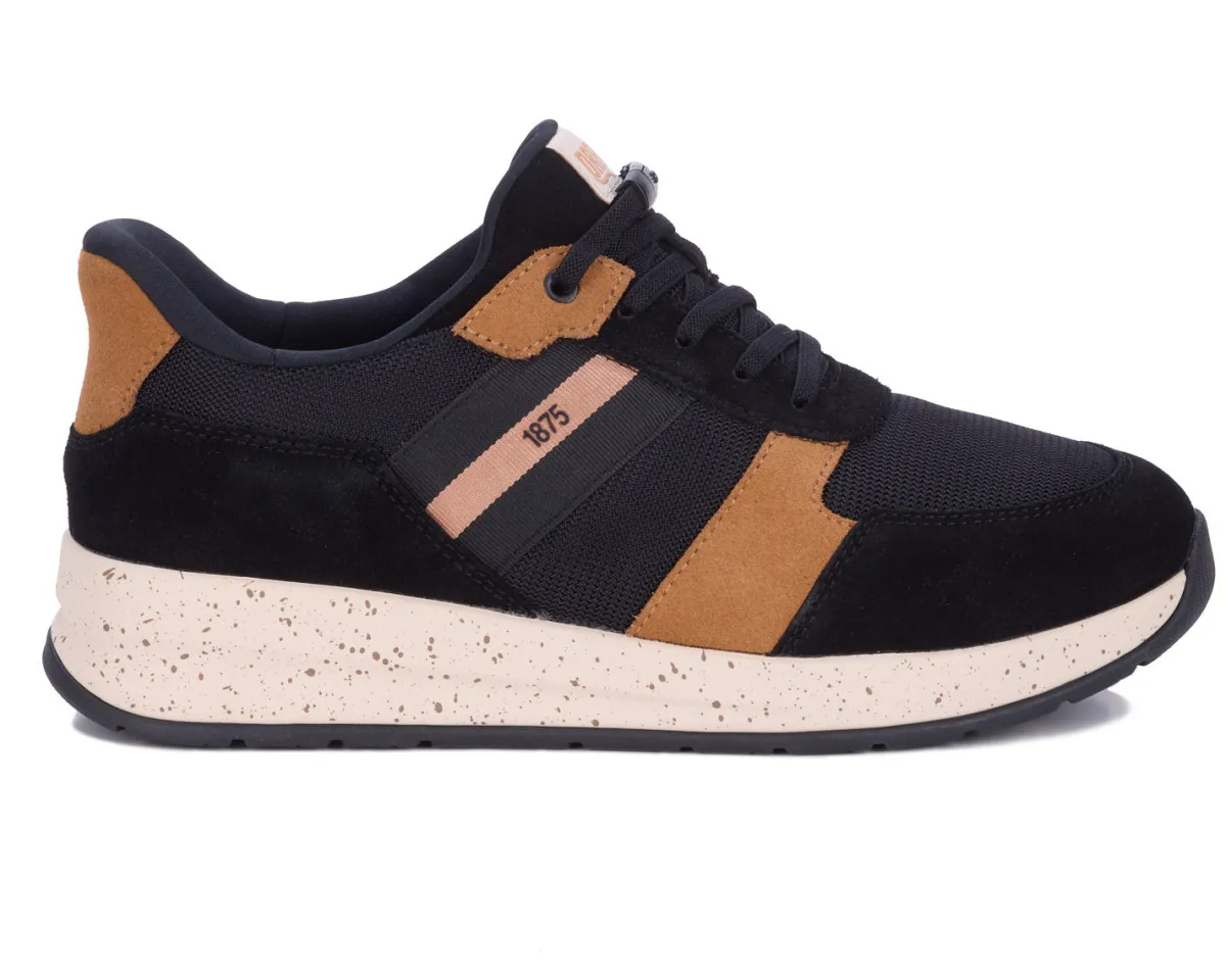 No Hands|Athletic Shoes For Men*XLfeet Inc. Drew Shoe Connor - Black/Tan Suede Combo