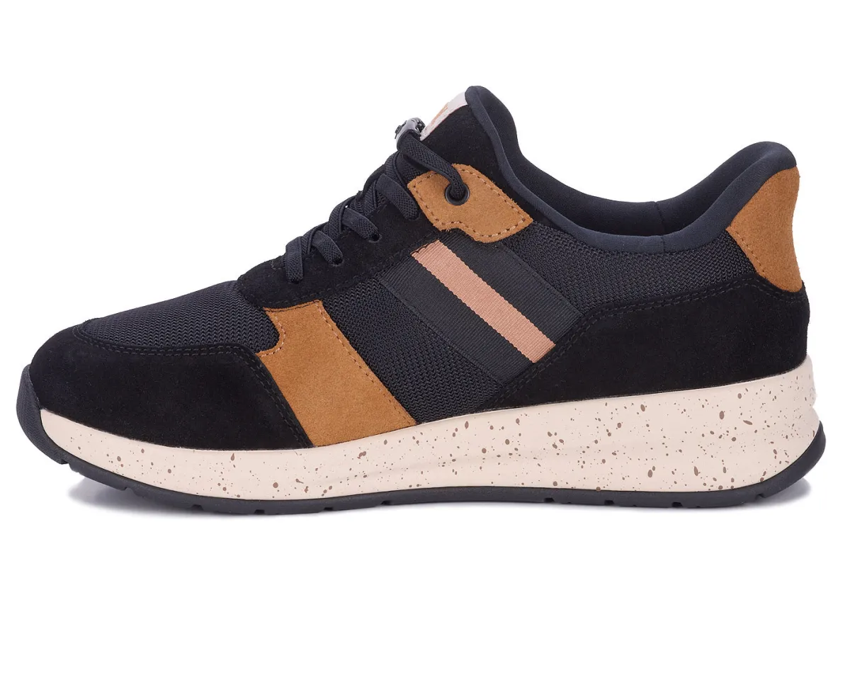 No Hands|Athletic Shoes For Men*XLfeet Inc. Drew Shoe Connor - Black/Tan Suede Combo