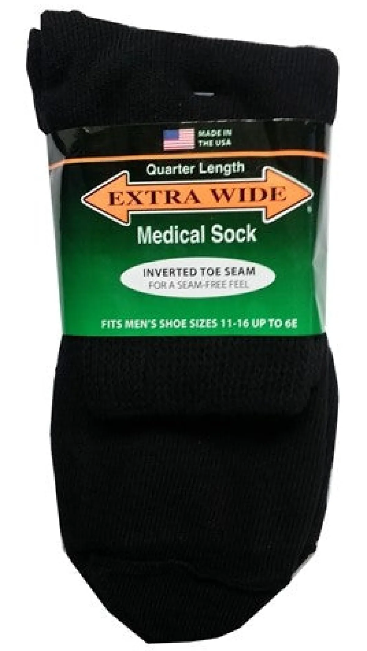 Extra Wide Socks|Extra Wide Diabetic Socks*XLfeet Inc. Extra Wide Black Diabetic / Medical Quarter Socks to 6E