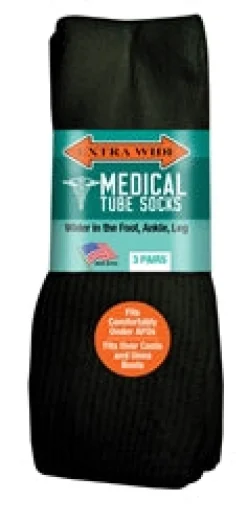 Extra Wide Socks|Over The Calf Socks*XLfeet Inc. Extra Wide Medical Tube Socks - Black - 6E - 3 pack