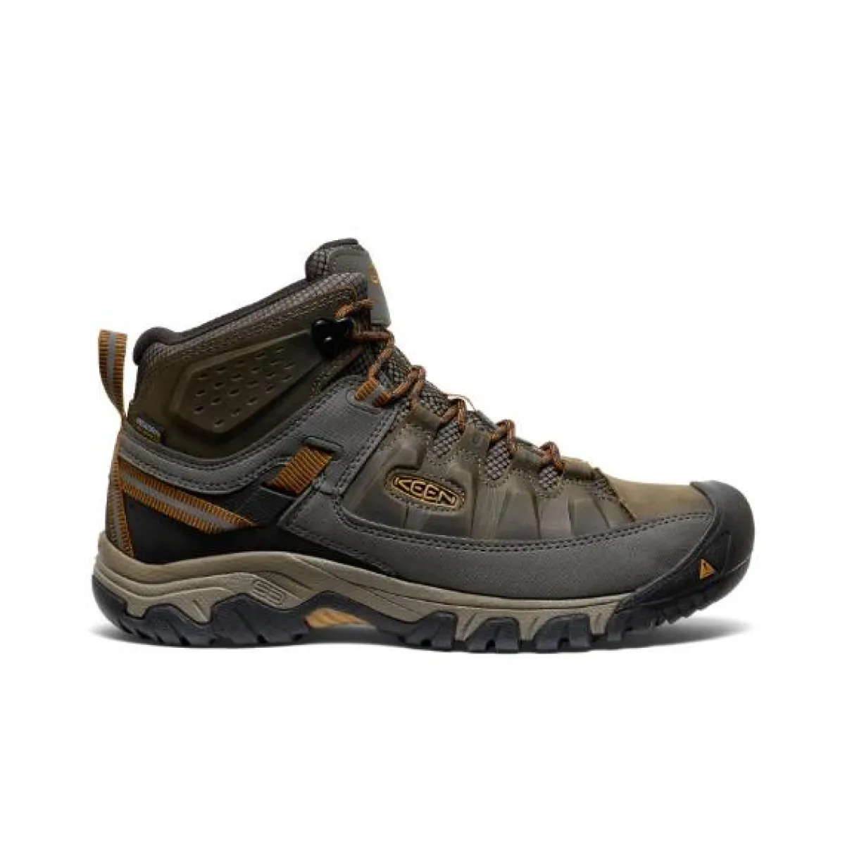 Walking Shoes|Waterproof Hiking Boots For Men*XLfeet Inc. Keen Targhee III Waterproof Mid Wide - Black Olive/Golden Brown