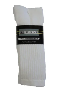 Crew Socks|Postal Approved Socks*XLfeet Large Size Athletic Crew Socks White - 3 pack