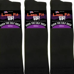 Extra Wide Socks|Over The Calf Socks*XLfeet Loose Fit Black Over the Calf Socks to EEEEE - 3pack