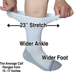 Extra Wide Socks|Crew Socks*XLfeet Inc. Loose Fit Marled Merino Wool Crew Socks to 5E - Brown - 1pr