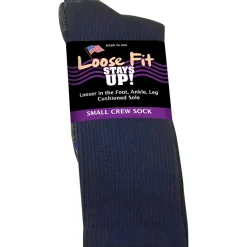 Extra Wide Socks|Crew Socks*XLfeet Inc. Loose Fit Stays Up! Navy Crew Socks to EEEEE - Single Pair