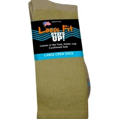 Extra Wide Socks|Crew Socks*XLfeet Inc. Loose Fit Stays Up! Tan Crew Socks to EEEEE - Single Pair