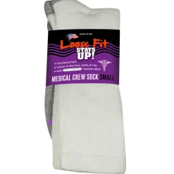 Extra Wide Socks|Crew Socks*XLfeet Inc. Loose Fit Stays Up! White Medical Crew Socks to EEEEE - Single Pair