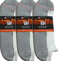 No Show Socks|Postal Approved Socks*XLfeet Inc. Loose Fit Stays Up! White No Show Socks - 3pack