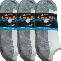 No Show Socks|Postal Approved Socks*XLfeet Inc. Loose Fit Stays Up! White No Show Socks - 3pack