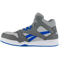 Work Shoes For Men*XLfeet Reebok BB4500 Work RB4135 - Mens High Top Work Sneaker - Grey/Cobalt Blue