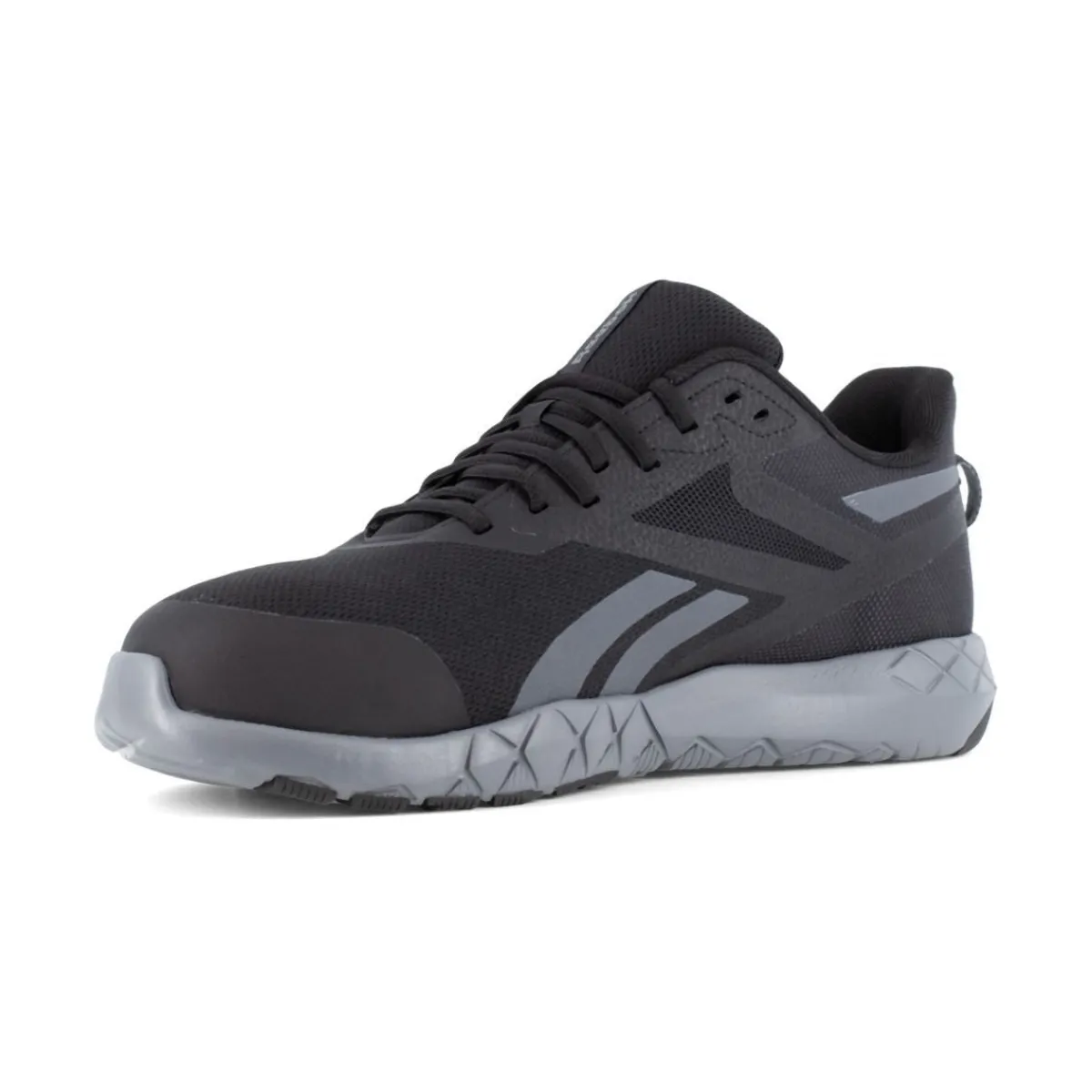 Work Shoes For Men*XLfeet Inc. Reebok Flexagon Force XL Composite Toe, EH Work Shoe - Black/Gray
