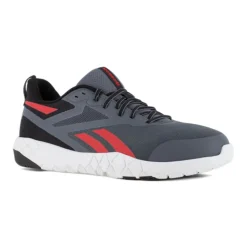 Work Shoes For Men*XLfeet Inc. Reebok Flexagon Force XL Composite Toe, SR Work Shoe - Gray/Red