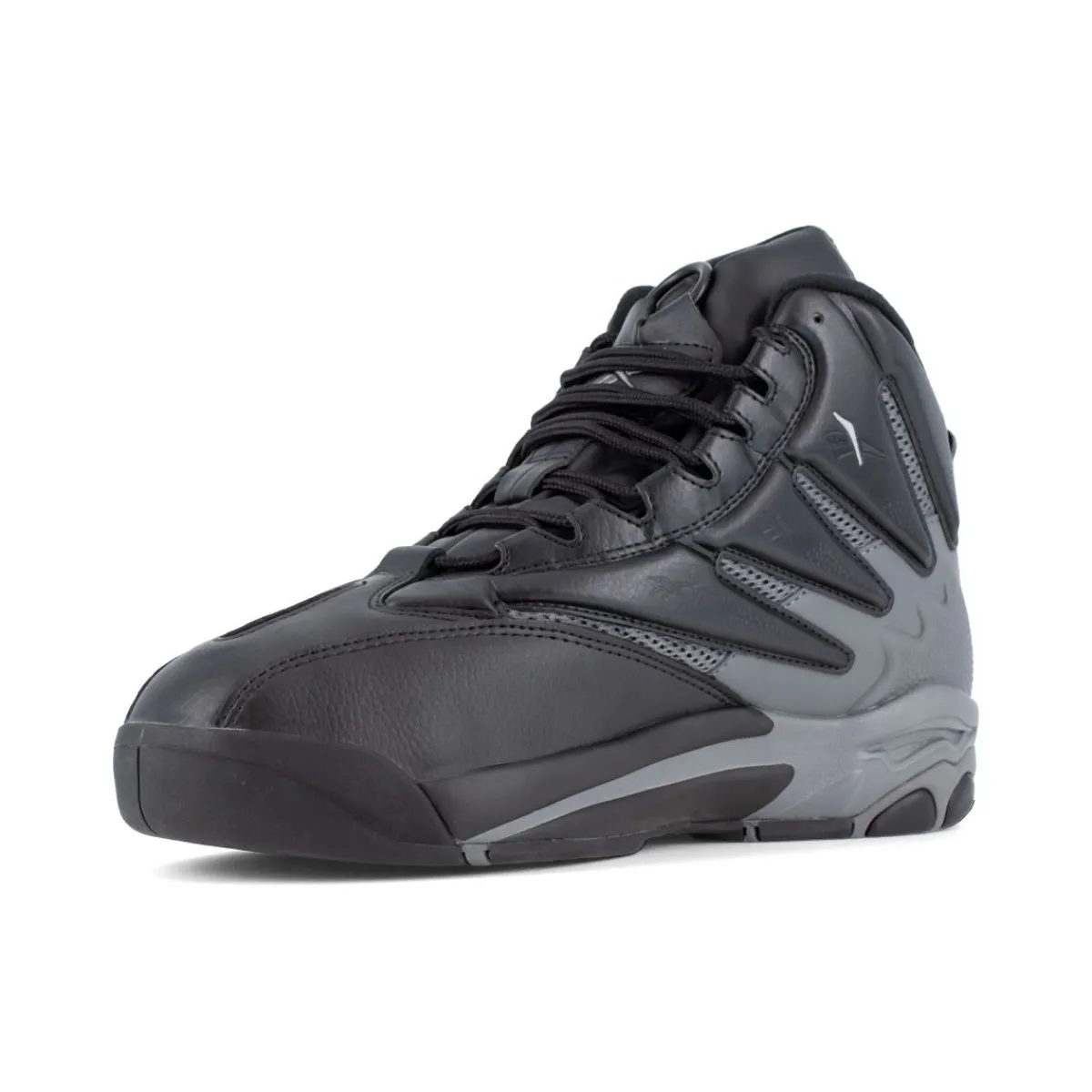 Work Shoes For Men*XLfeet Reebok The Blast Work RB9406 - Mens High Top Work Sneaker - Black/Dark Grey