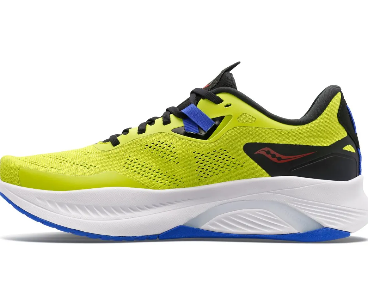 Athletic Shoes For Men*XLfeet Inc. Saucony Guide 15 Men's Running Shoe - Acid / Blue Raz