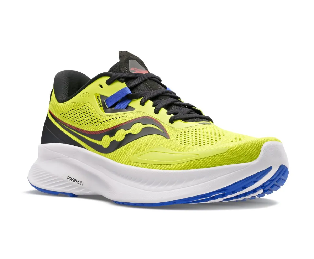 Athletic Shoes For Men*XLfeet Inc. Saucony Guide 15 Men's Running Shoe - Acid / Blue Raz