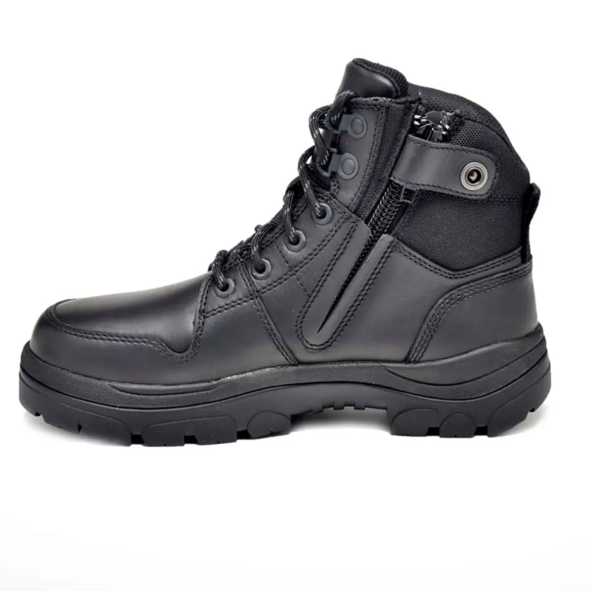 Hiking Boots For Men*XLfeet Inc. Wide Load 590BZN - 6inch Black Soft Toe Zip / Lace Up Boot