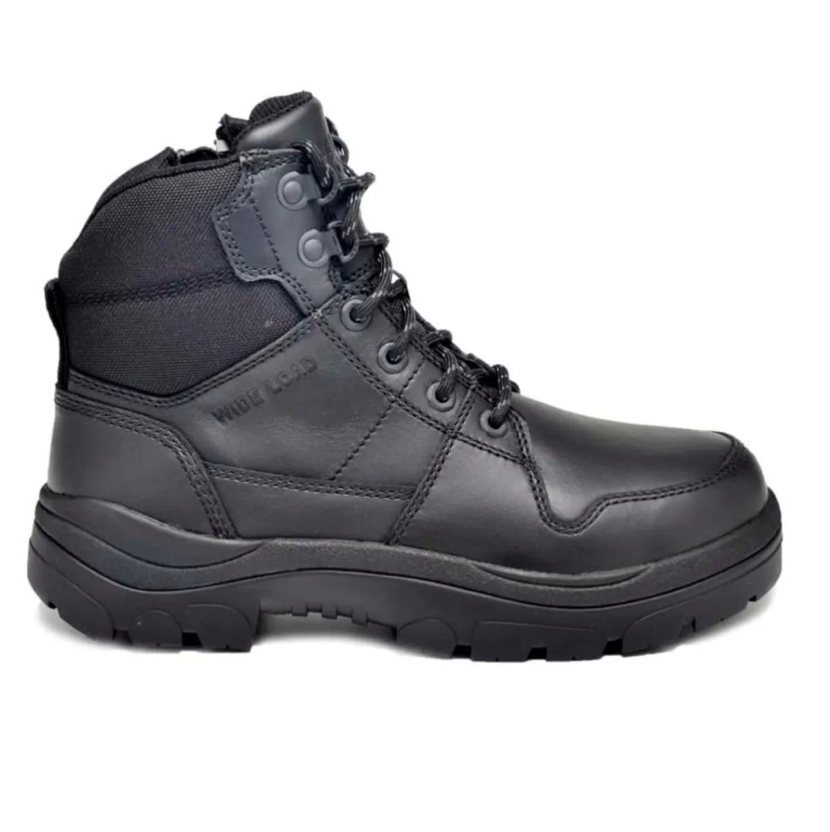 Hiking Boots For Men*XLfeet Inc. Wide Load 590BZN - 6inch Black Soft Toe Zip / Lace Up Boot