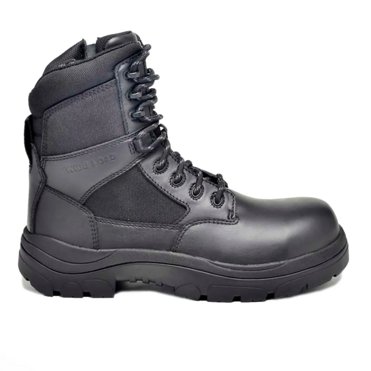 Work Boots|8" Work Boots*XLfeet Inc. Wide Load 790BZN Soft Toe Zip Laced Water Resistant 8 inch Tactical Boot - Black
