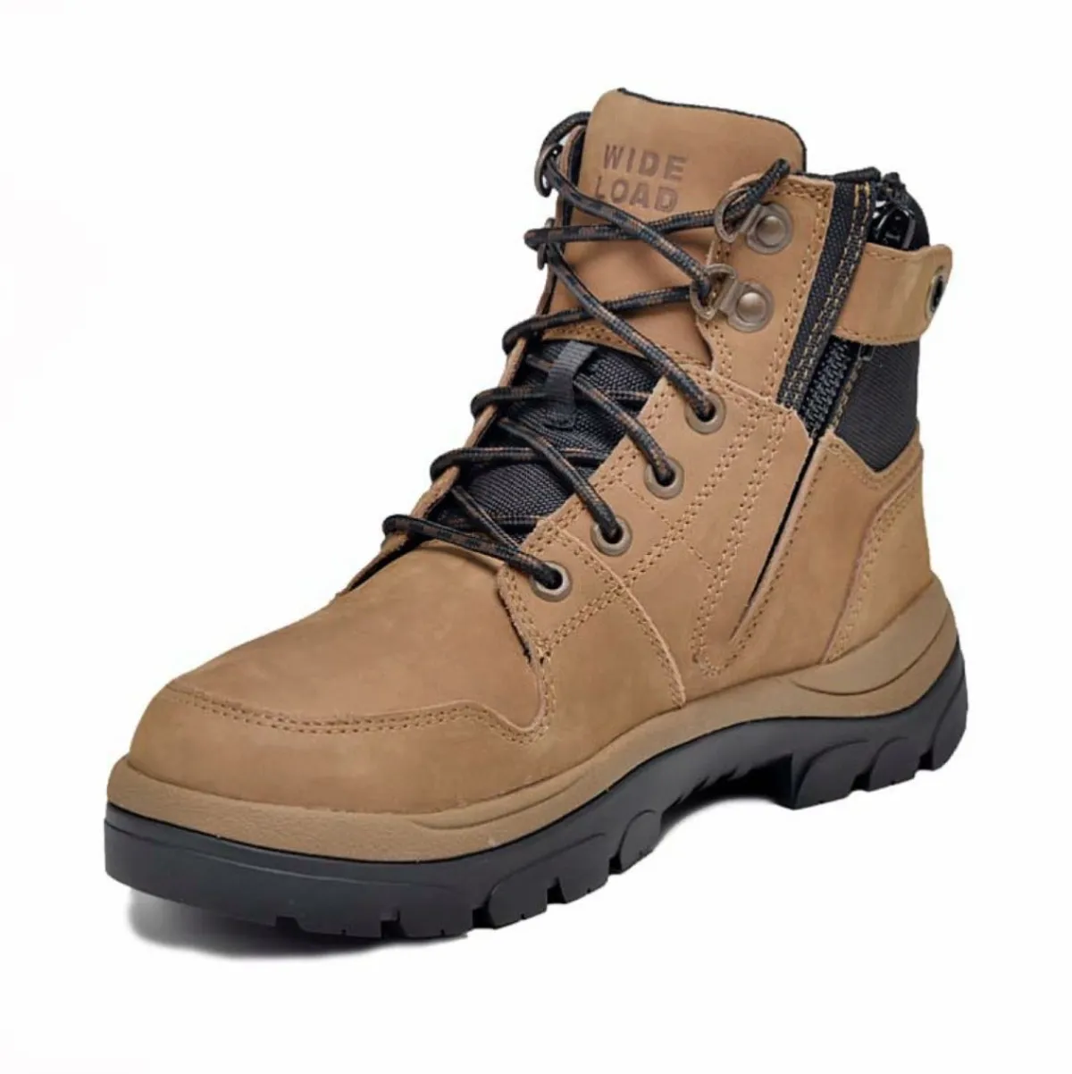 Hiking Boots For Men*XLfeet Inc. Wide Load 590TZN - 6inch Taupe Soft Toe Zip / Lace Up Boot