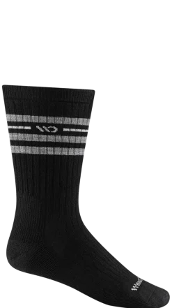 Crew Socks|Postal Approved Socks*XLfeet Inc. Wide Open Vintage Stripe Cushioned Crew Socks Single Pair - Black